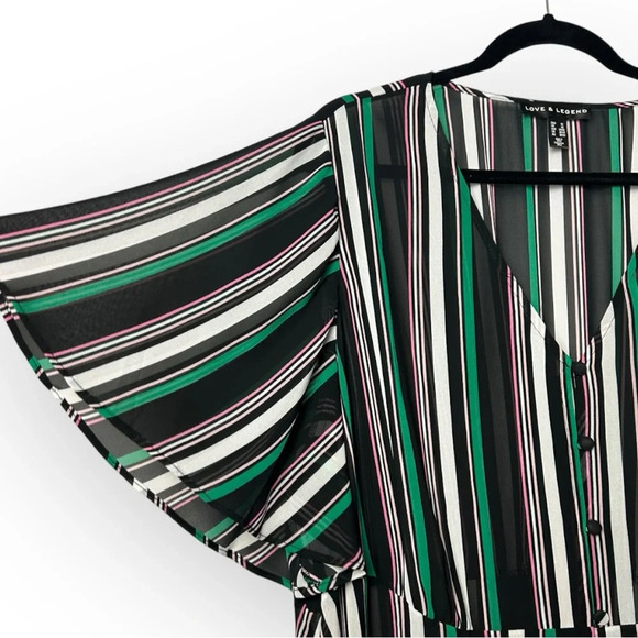 Love & Legend Striped Chiffon High Low Dress  4X - Picture 4 of 7
